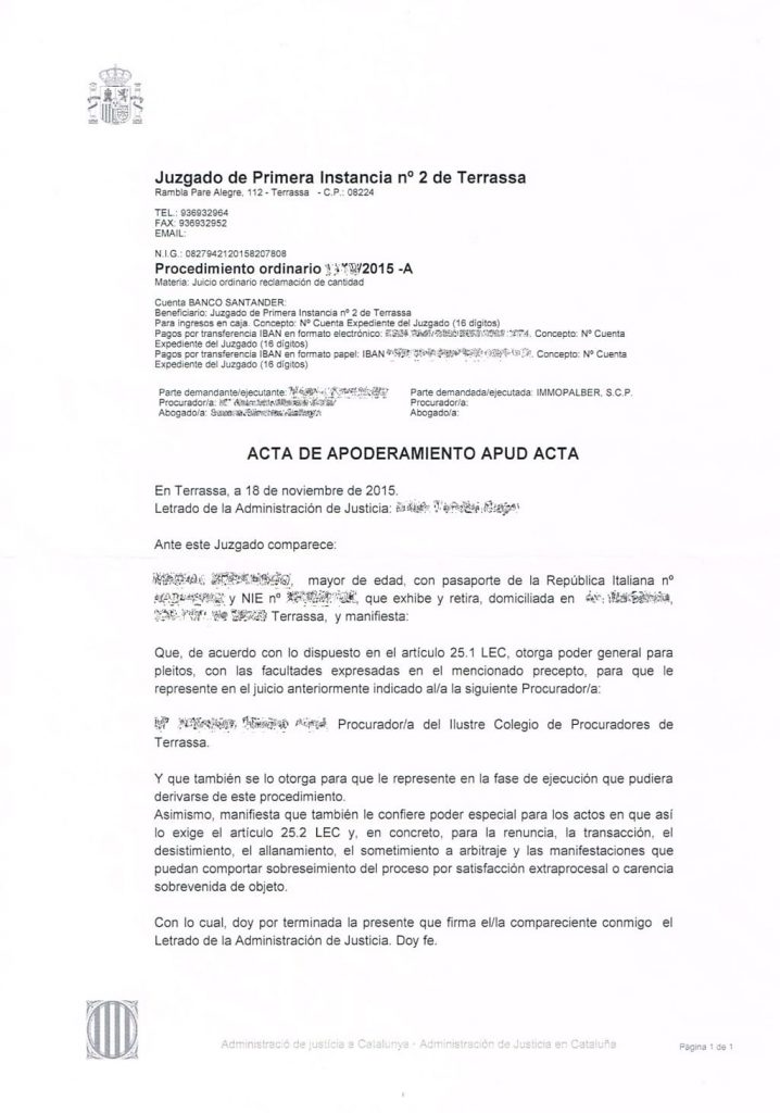 Acta de Apoderamiento APUD Acta